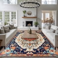 thumbnail image 3 of 8'x10' Area Rugs, Orange Blue Boho Indoor Outdoor Area Rug for Living Room Bedroom, Vintage Ethnic Geometric Abstract Washable Bathroom Rugs Kitchen Floor Carpet Mats Home Decor Aesthetic, 3 of 8