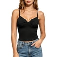 thumbnail image 4 of Noric Women's Summer Crop Tank Top Spaghetti Strap Sweetheart Neck Skinny Ruched Front Casual Sleeveless Camisole Tops, 4 of 7