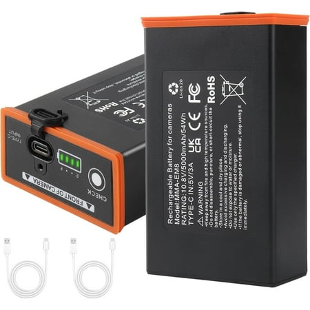 2-Pack 5000mAh Replacement Battery Compatible with Moultrie Cellular Trail Cameras Edge Edge Pro Edge 2 Edge 2 Pro USB-C & Solar Panels Charging