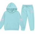 thumbnail image 4 of newwalpole Toddler Kids Tracksuit Boys Girls 2 Piece Sweatsuit Jogging Outfits Jogger Sweatpants Hooded Sweatshirt Fashion Clothing Sets Light Blue for Size 13-14 Years, 4 of 6