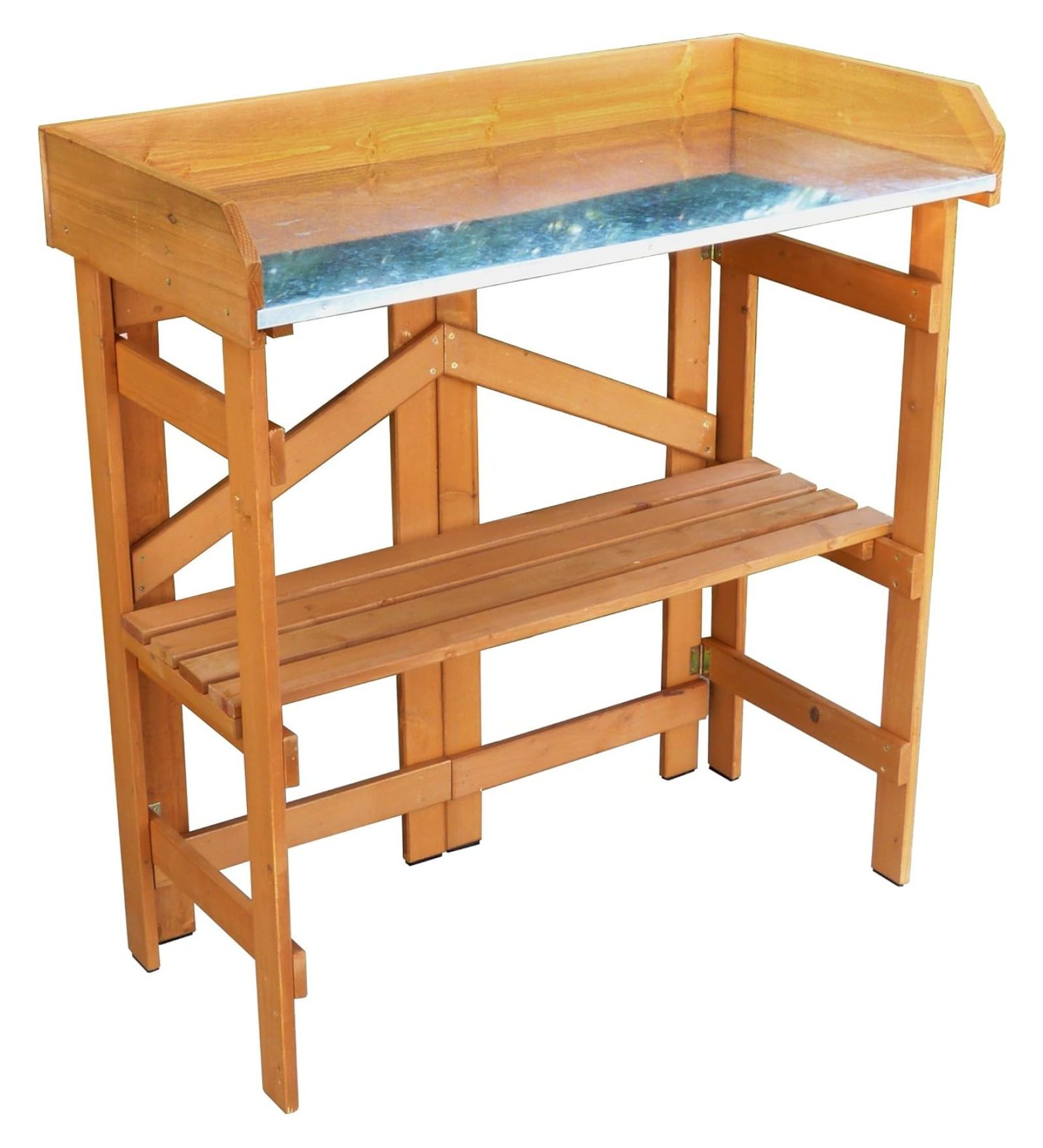 LcXctD Folding Utility Table & Potting Bench, Natural Stained