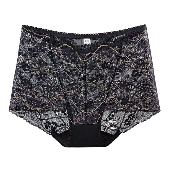 Levmjia Women Underwear Lace High Waist Panties Plus Size Thin Mesh Seamless Breathable Comfortable Tummy Control Daily Wear Sleep