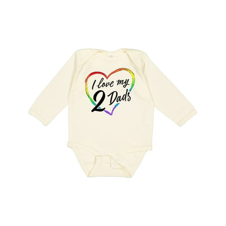 

Inktastic I Love My 2 Dads with Rainbow Heart Gift Baby Boy or Baby Girl Long Sleeve Bodysuit