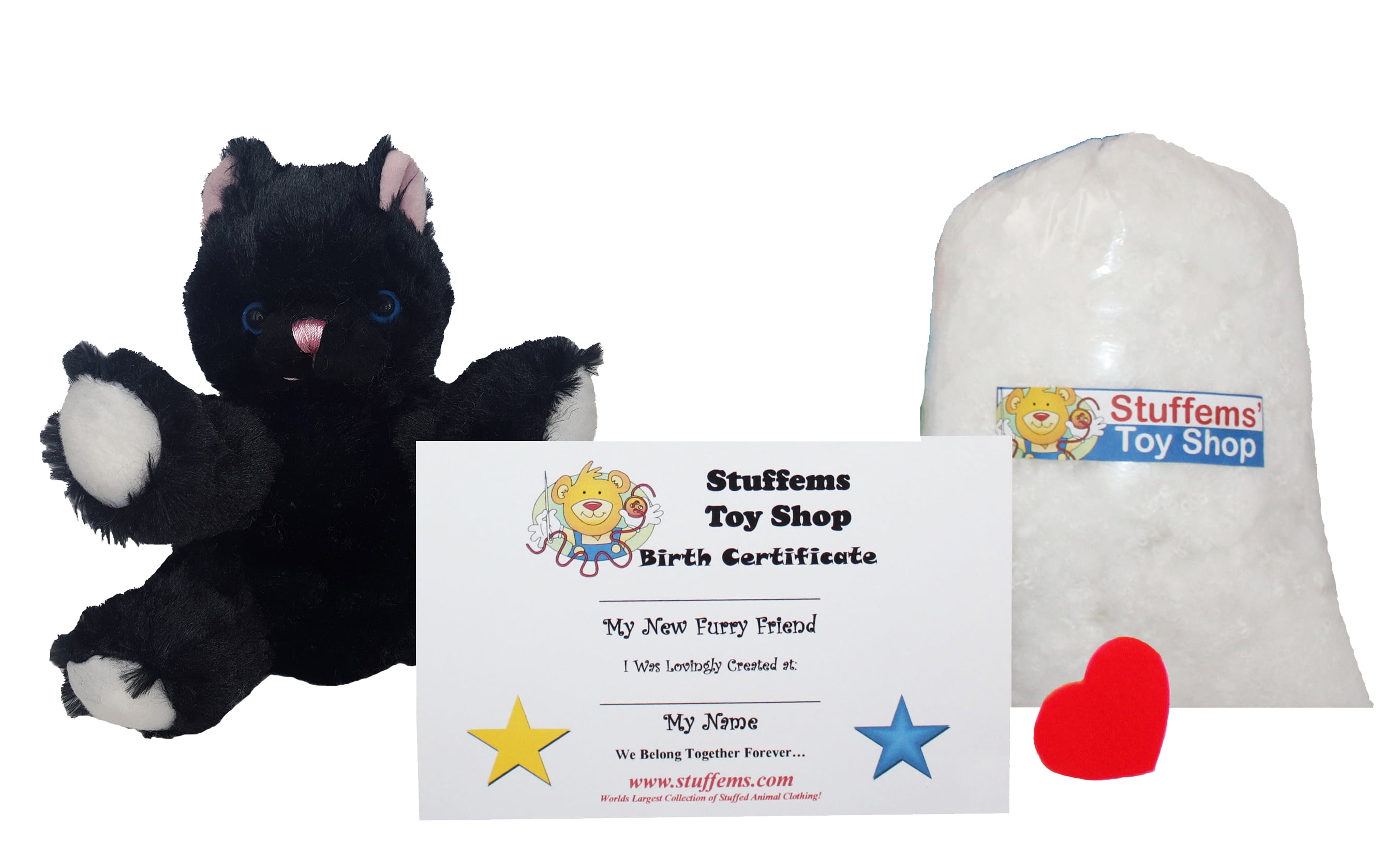 Make Your Own Stuffed Animal Mini 8 Inch Super Soft Black Cat Kit - No Sewing Required!
