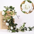 thumbnail image 3 of Guirnalda de flores artificiales de seda, rosas falsas, arreglo floral de 1,8 m Blanco 10cm, 3 of 9