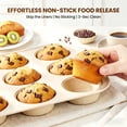 thumbnail image 3 of Kikcoin 2 Pack Muffin Pan Set, 12-Cup Non-stick Cupcake Pan, Carbon Steel Baking Pans Oven Safe up to 446℉, 3 of 8