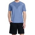 thumbnail image 3 of Dianli Gifts Men’s Ice Feel Summer Sports Set, Short Sleeve Breathable Quick-Dry Two-Piece Running Workout Outfit, Casual Comfortable Activewear for Fitness, Training, or Gym Pink M, 3 of 10