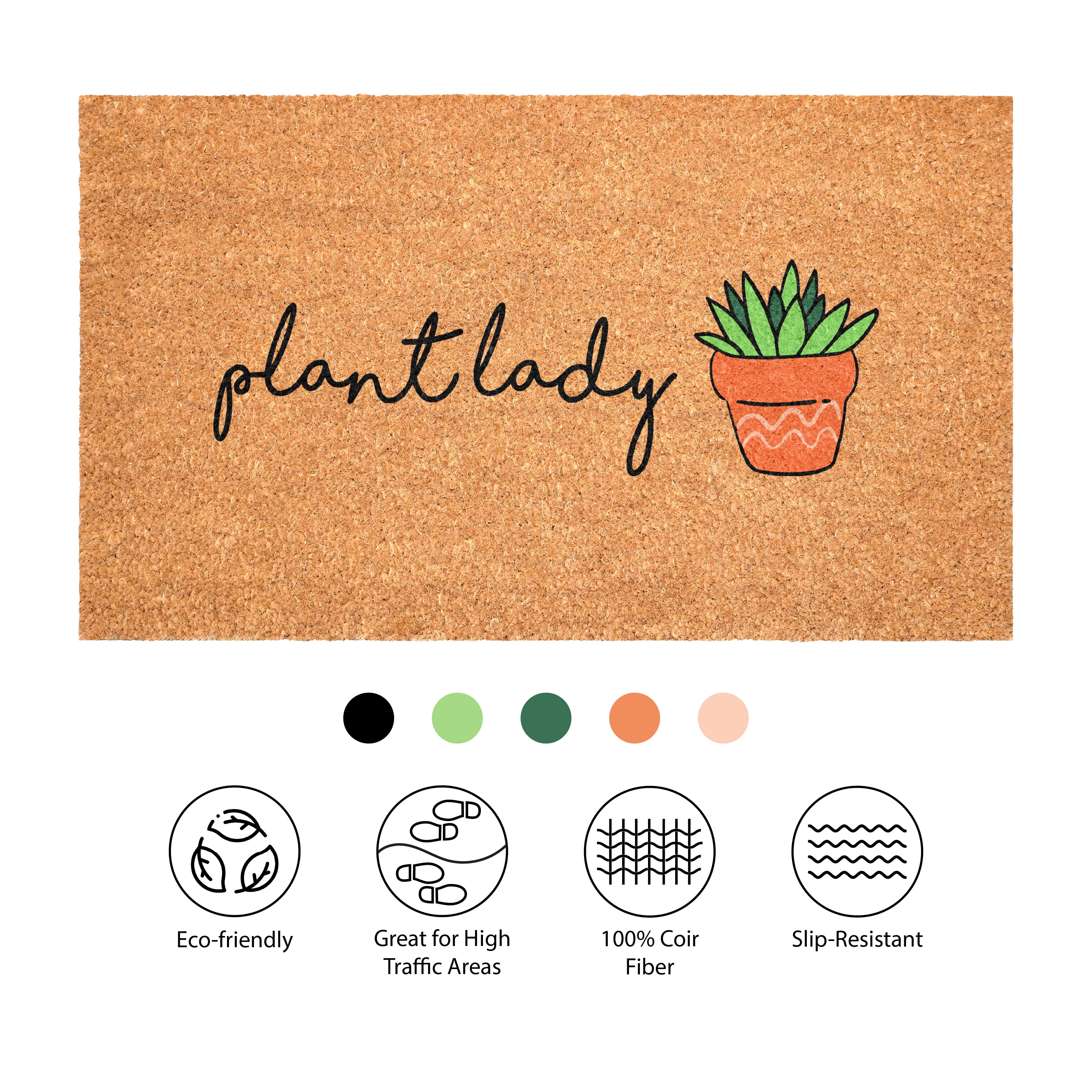 Plant Lady Bloom Non Slip Vinyl Backing, Front Door Mat, Entryway Door Mat, 24"x36"