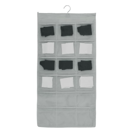 Unique Bargains Closet Hanging Organizer Houseware 18-Pocket Double-Sided Hanging Closet Underwear Organizer Gray