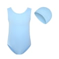 thumbnail image 4 of Zylarhe Girls Swimsuit Solid Color Girls Swimsuit Set With Matching Swim Cap Comfortable Bathing Suit For All Seasons Sky Blue 7-8 Years, 4 of 4