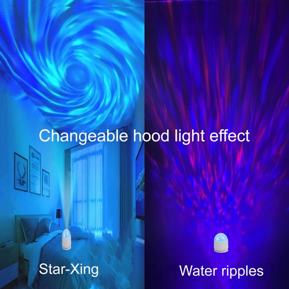 Aodebiao Water Ripple Lamp Projector for Bedroom, Romantic Mood Night Light with Flame & Starry Sky Projection, USB Rechargeable Ambient Lighting for Home Decor, Gift Idea
