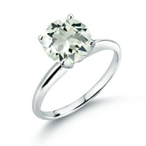 Gem Stone King 14K White Gold 1.85 Ct Round Green Prasiolite Women Solitaire Engagement Ring