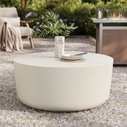Brion Round Indoor - Outdoor Patio Concrete Coffee Table in White