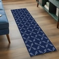 thumbnail image 4 of 2x6 Kitchen Runner Rug, Navy Blue Non-Skid Rubber Backing Large Rectangle Rugs - Living Room Bedroom Home Office, Geometric Leaf Diamond Plaid Abstract Check Indoor Floor Mat Carpets Washable Rug, 4 of 9