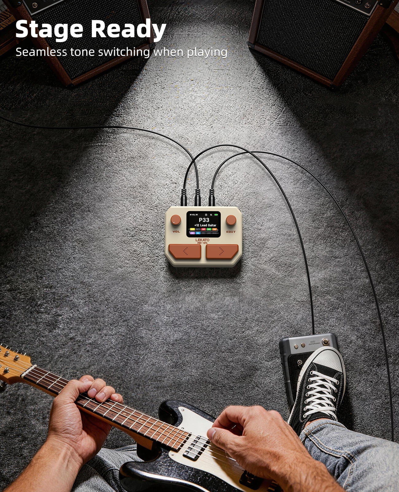 LEKATO Mini Guitar Amp 5W Rechargeable Electric Guitar Amplifier Clean&Overdrive Effects Bluetooth Guitar Amp Portable for Daily Practice
