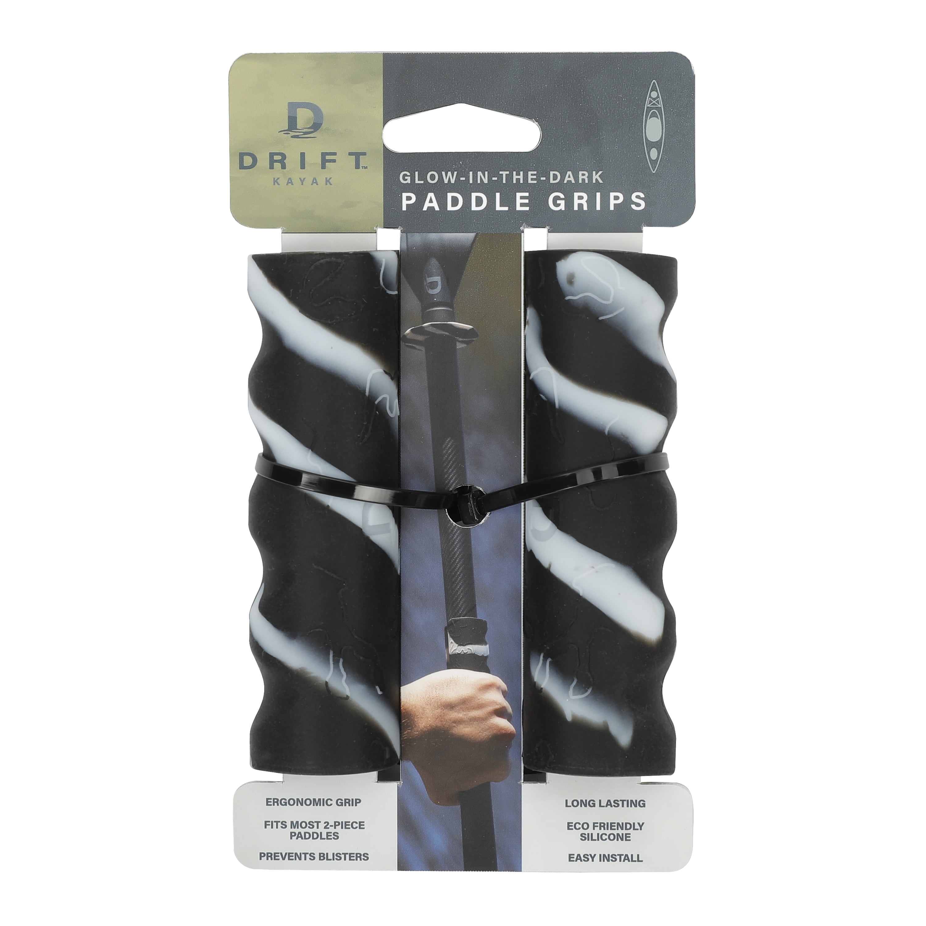 D DRIFT ALL THINGS WATER Kayak Silicone Paddle Grips, 2-Pack, Glow-in-the-Dark
