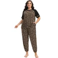 thumbnail image 4 of Cueply Women’s Plus Size Pajama Set 2 Piece Short Sleeve Lounge Top and Elastic Waist Jogger Pants Soft Sleepwear, 4 of 7