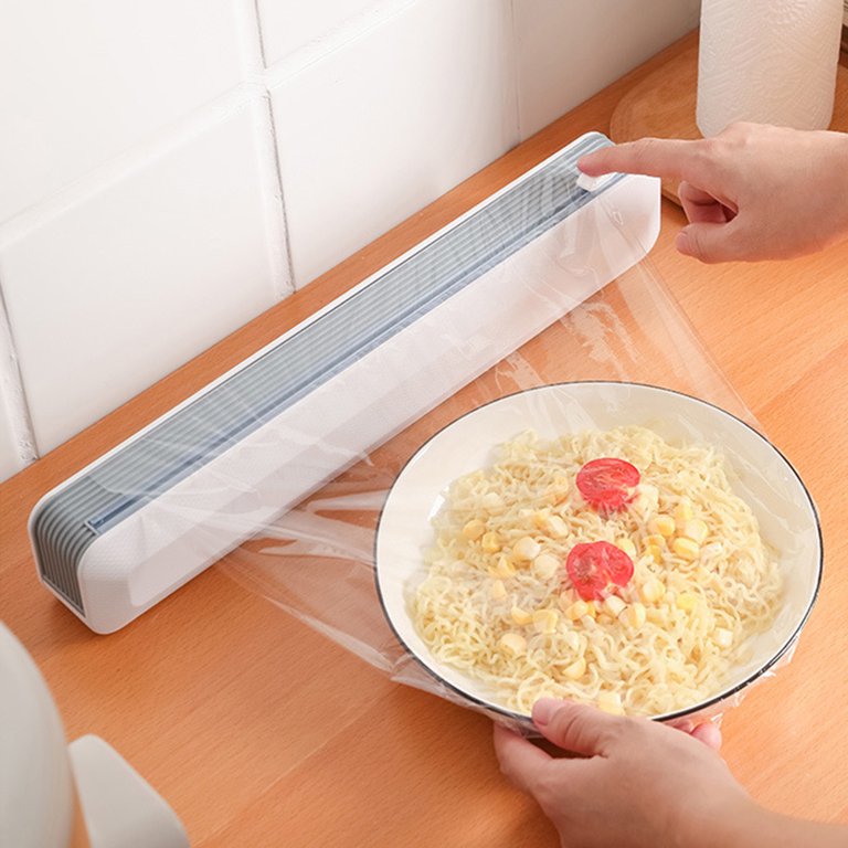 Food Wrap Dispenser, Plastic Wrap Cutter, Foil and Cling Film Cutter Plastic  Storage Holder Kitchen Accessories 