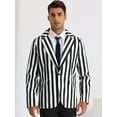 thumbnail image 2 of Unique Bargains Men's Stripes Single Breasted Business Color Block Sports Coat Blazers S White, 2 of 6