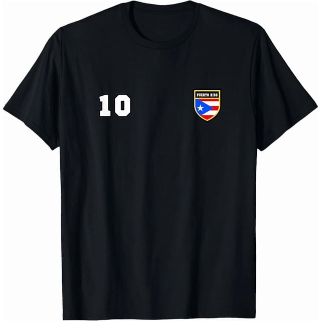 Puerto Rico Number 10 Soccer Flag Football Ricans Jersey Tee,for unisex up to 3XL