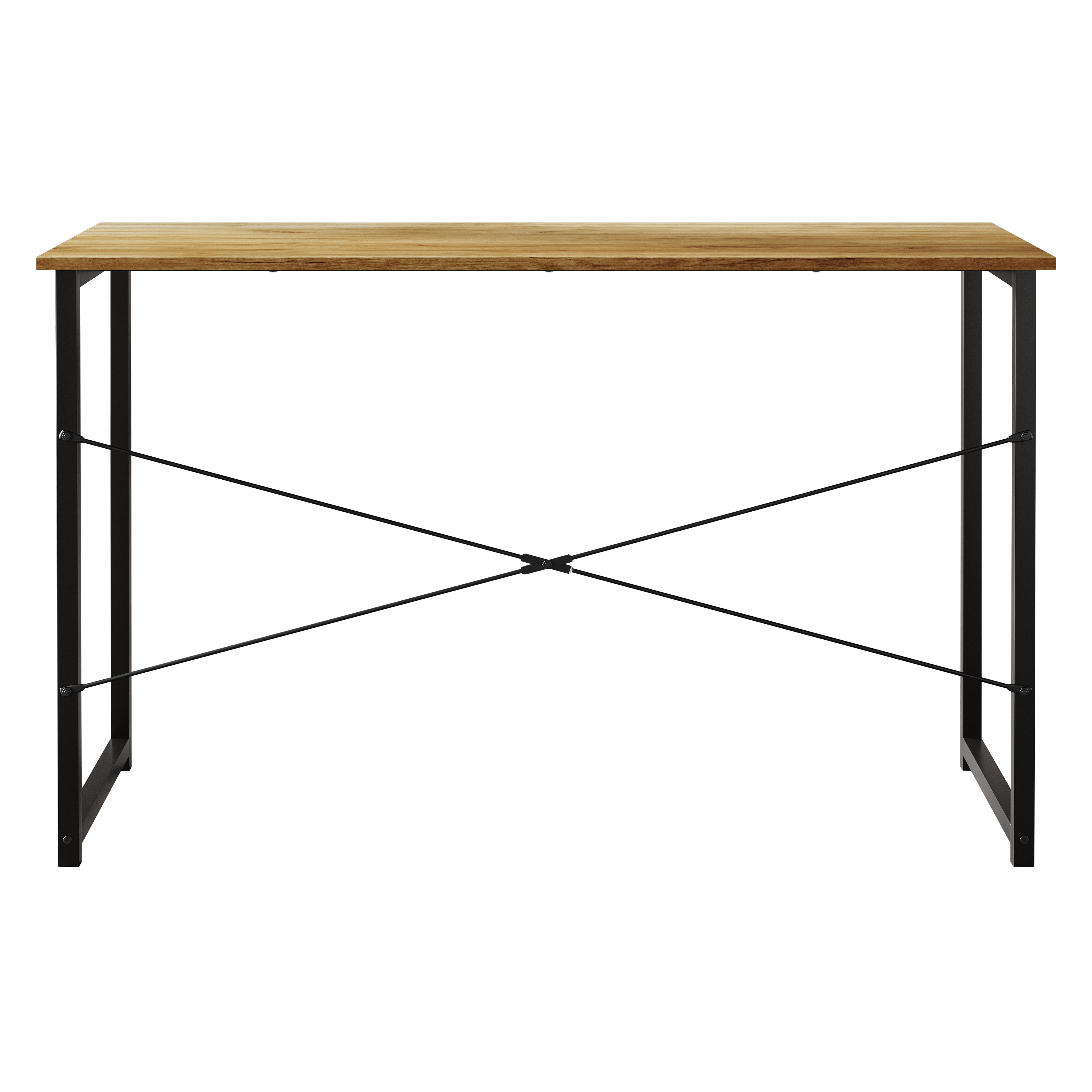 Castle Place Modern 47" Metal Computer Desk, Light Oak