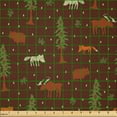 thumbnail image 2 of Ambesonne Fox Fabric by the Yard Microfiber, Forest Animals Trees Leaves Art, 3 Yards, Dark Rosewood and Fawn, 2 of 2
