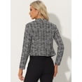 thumbnail image 3 of DARING DIVA Women's Elegant Stand Collar Business Plaid Tweed Blazer XS Black, 3 of 6