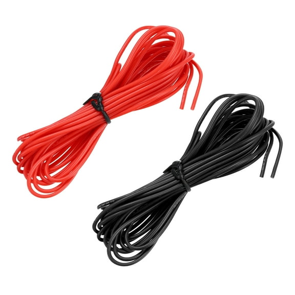24 Gauge Silicone Wire 24AWG Stranded Wire Tinned Copper Wire High Temp Wire Black/Red 3.0m/10ft 2pcs