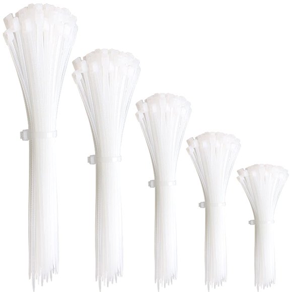 Oksdown 300 Pcs Attaches à Fermeture Éclair Blanches Tailles Assorties 4/6/8/10/12 Pouces Attaches de Câble en Plastique Transparent de Petites à Grandes Attaches en Nylon Robustes Multi-Usages