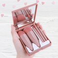 thumbnail image 5 of Travel Makeup Brush Set, 5 Pcs Mini Full Function Cosmetic Brush Kit with Mirror for Lip Brush Foundation, 5 of 5