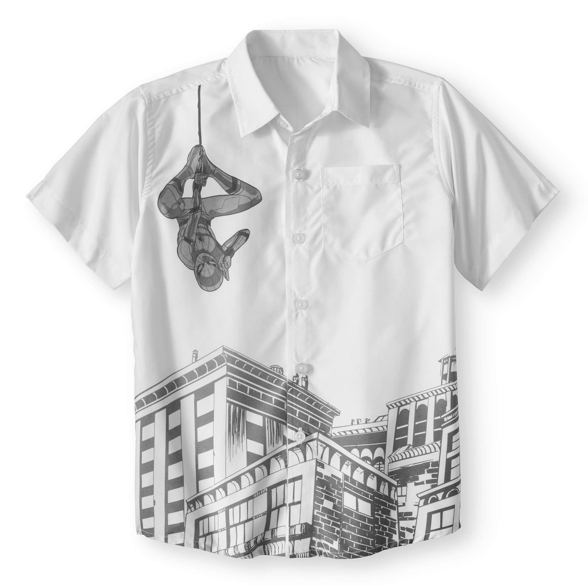 Kleding Jongenskleding Tops & T-shirts Overhemden en buttondowns Spider-Man Spidey Web-head Marvel Comic Book Button Down Kraag Shirt 