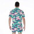 thumbnail image 2 of Pastel Teal And Purple Camouflage Short Sleeve Men'S Rompers Casual Summer Jumpsuits Outfit, 2 of 4