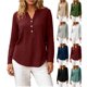 thumbnail image 1 of Neewe Women's Casual Plain Long Sleeve T Shirt Round Neck Button Decoration Basic Loose Tunic Tops, 1 of 8