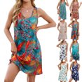 thumbnail image 6 of Women's summers Dresses 2025 Floral Print Beach Dress Casual V Neck Sleeveless tanks Dress Loose Sundresses with Pockets, 6 of 9