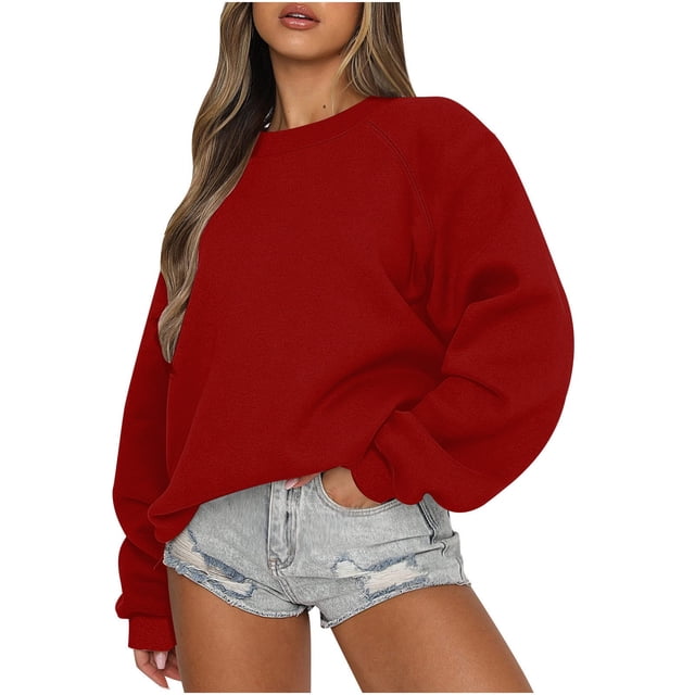 2023 Chandail en Molleton Mode pour Femmes 50 % de Réduction Liquidation Mode Décontractée Manches Longues Col Rond Chandail en Molleton Ample Blouse