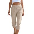 thumbnail image 6 of Cutuoiiu Women's Casual Plus Size Cargo Capris High Waist Stretch Trousers with Pockets for Daily Wear, 6 of 9