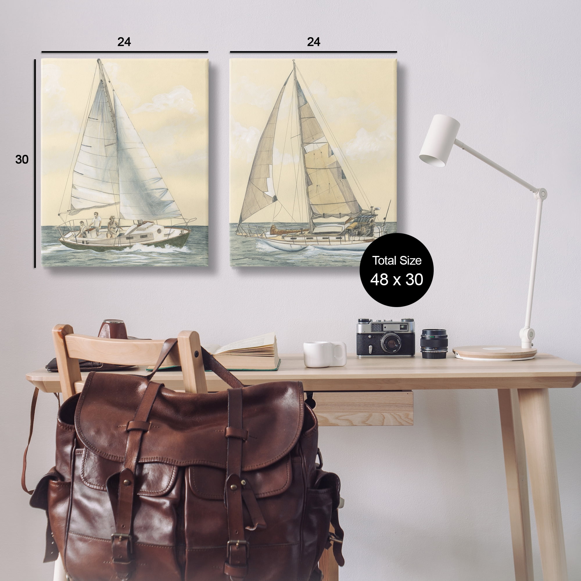 Stupell Industries Sailboat Crew At Sea People Painting Wrapped Canvas Art Print Wall Art, 24 x 30, Set of 2