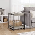 thumbnail image 4 of QinaQin Mesa lateral cuadrada de madera de 2 niveles con espacio de almacenamiento, estilo farmhouse moderno para sala, oficina o recámara, 4 of 8