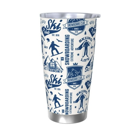 

KLL Skiing Enthusiast Print 40oz Stainless Steel Insulated Car Cup with Spillproof Lid - Keep Your Drink Hot or Cold on the Go-Without Straw