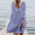 thumbnail image 3 of Herrnalise Women’s Dresses Summer 2024 Fashion Casual Loose 9-Point Sleeve Printed Split V-Neck Sexy Dress S-2XL, 3 of 4