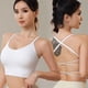 thumbnail image 2 of Sujetador deportivo con tirantes finos y espalda cruzada, de secado rápido, a prueba de golpes, gran espalda, ropa interior de yoga sin espalda, almohadilla de pecho extraíble, sujetador de fitness, 2 of 6