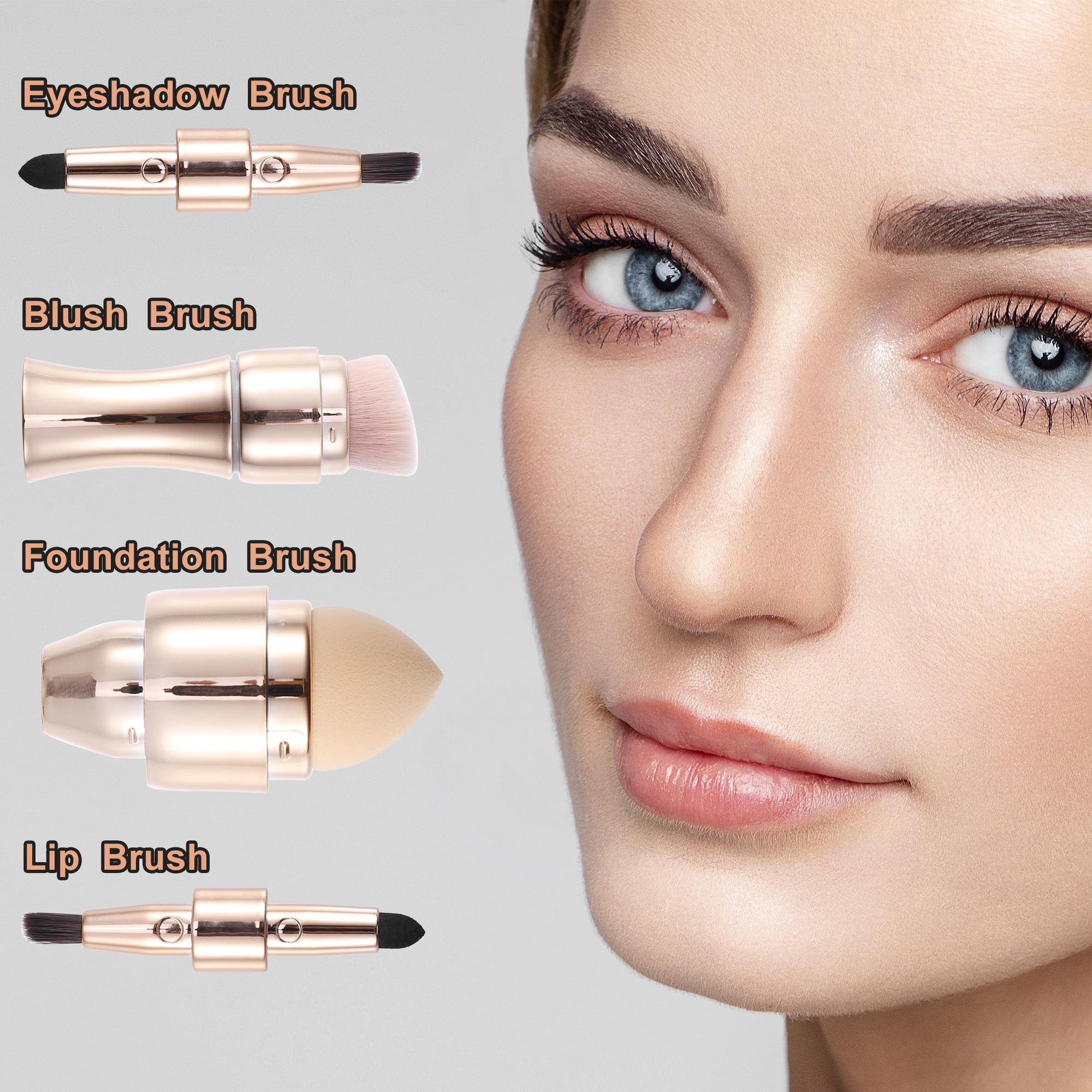 Unique Bargains 4 in 1 Portable Makeup Brush Set, Foundation Sponge Brush and More