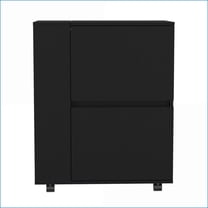 Bar Cart with Dual Cabinet Storage | Modern Black Belleville | Engineered Wood