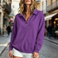 thumbnail image 6 of Spring and Winter Fashion Loose Long Sleeve Button up Collar Hoodless Sweatshirts for Women, Purple, M, 6 of 6