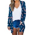 thumbnail image 2 of Floleo Clearance Fall Clothes For Women Fashion Woman Long Sleeve T-Shirt Autumn Open Front Christmas Cardigan Loose Outerwear Printing Blouse Coat Tops Blue, 2 of 6