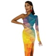 thumbnail image 5 of Abstract Multi Color Cubizm Painting Half Dleeve Split Dress summer women"s dress loose women"s dress Prom gown, 5 of 6