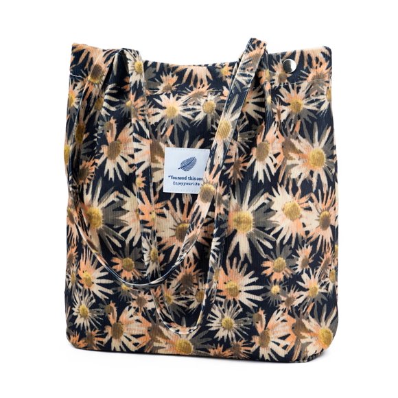Bolso de mano TOPASION de pana pequeño con forma de girasol, 34 x 32 x 11 cm