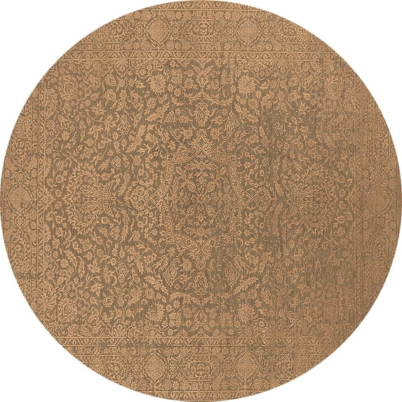 Ahgly Company Indoor Round Oriental Brown Industrial Area Rugs, 3' Round