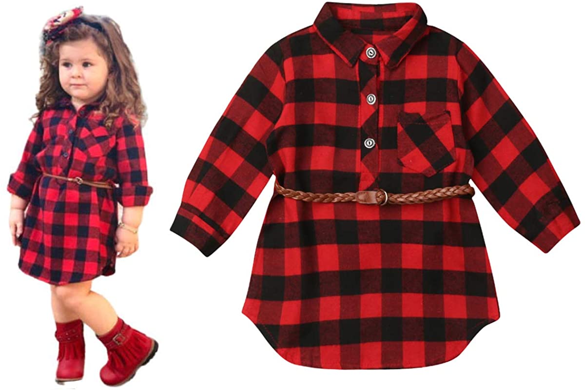red plaid baby shirt