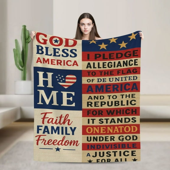 Veterans Day Gifts for Veterans, 4th of July Throw Blanket, Citizenship Gift for Civic Ceremonies Soldiers, Military Gift, Memorial Day Decoration, Patriotic American Flag Star Stripes Blanket 50x40